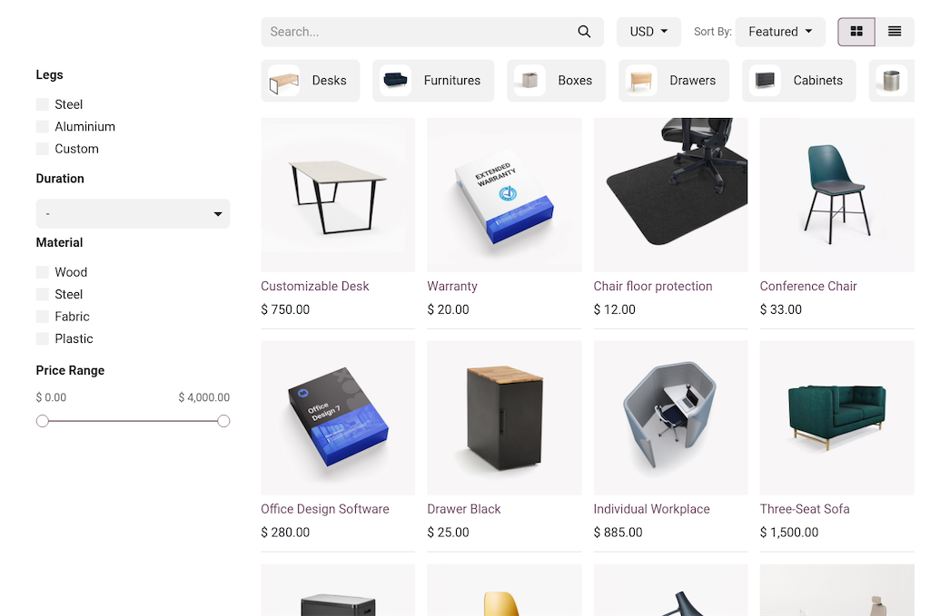 Editor de cotizaciones con productos y portal de cliente